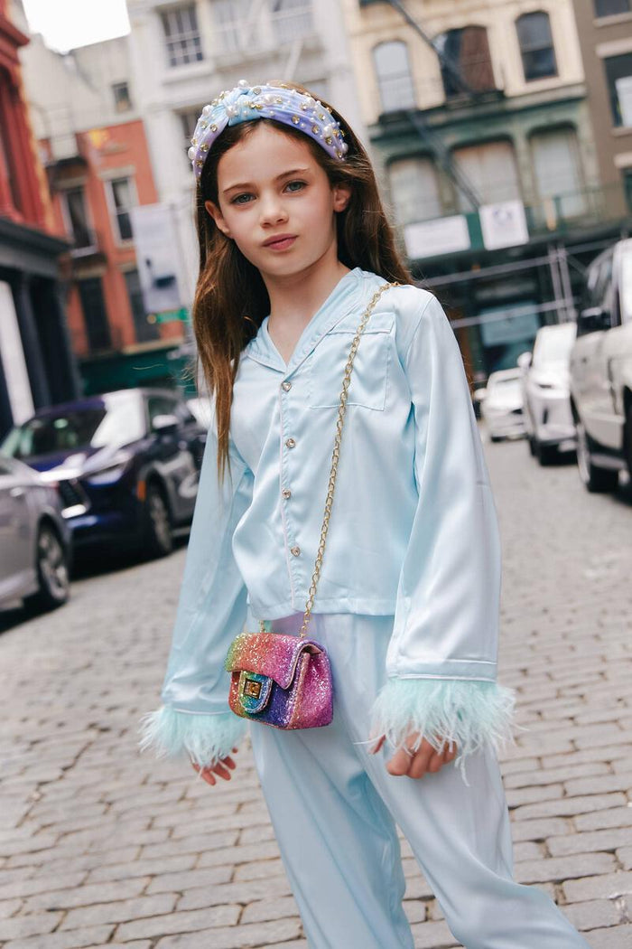 LOLA AND THE BOYS SKY FEATHER SILKY SET