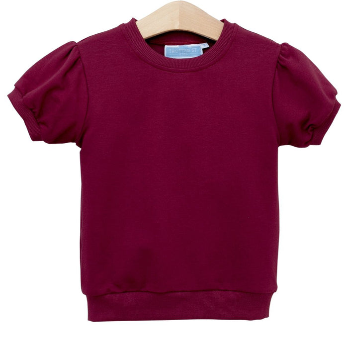 TROTTER STREET LANDRY PUFF SLEEVE TOP CRANBERRY