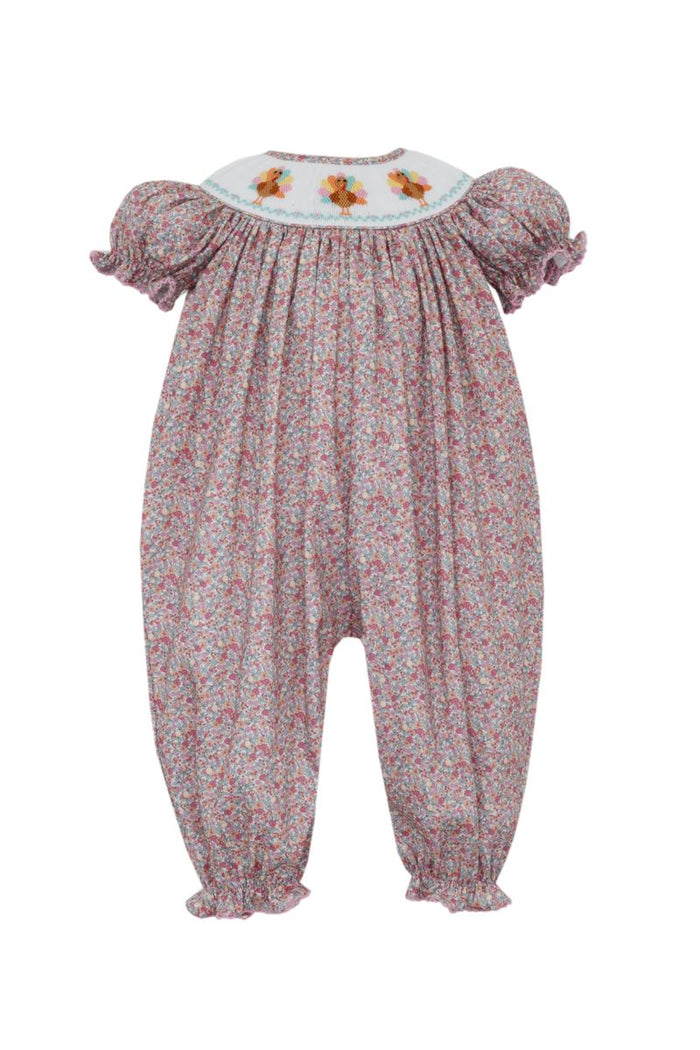 PETIT BEBE TURKEY GIRLS PINK FLORAL BISHOP BUBBLE