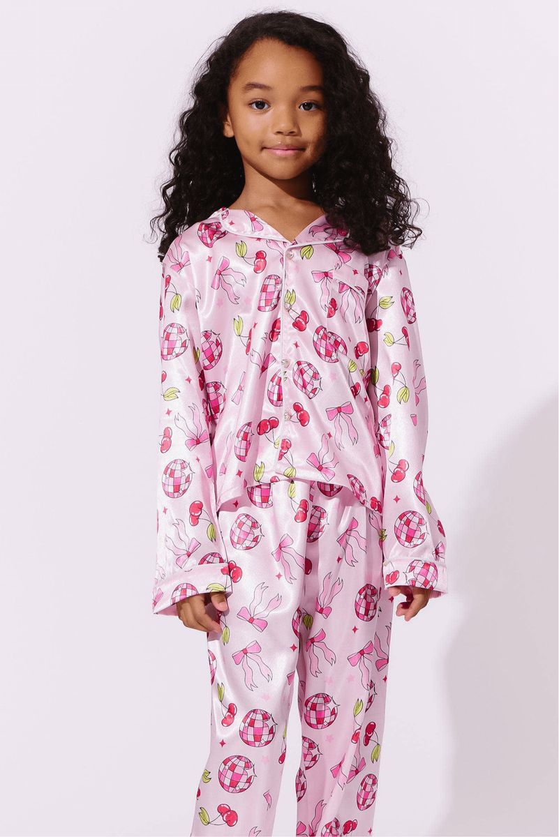 LOLA AND THE BOYS PINKY DISCO SILK SET