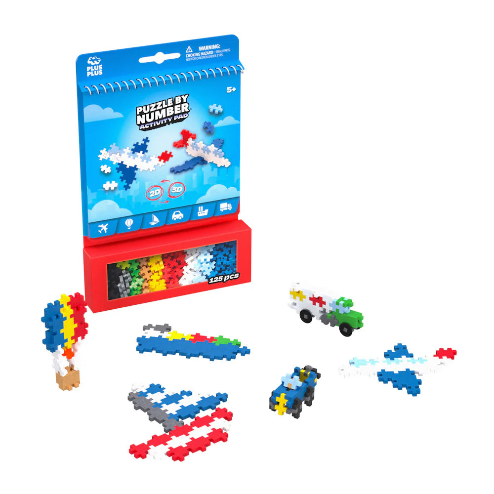 PLUS PLUS PUZZLE BY NUMBER ACTIVITY PAD TRANSPORTATION