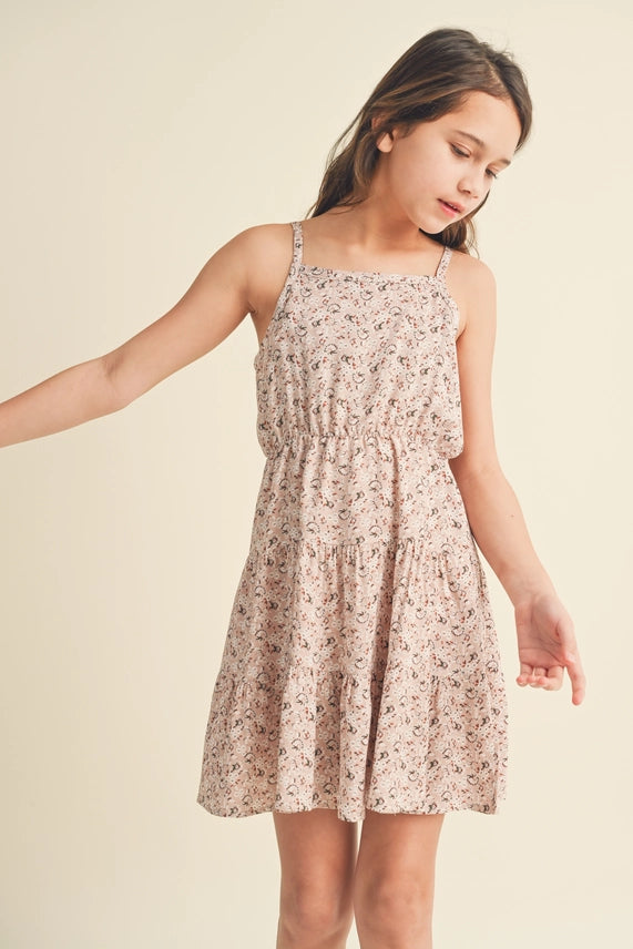 HEART & ARROW TWEEN STRAPPY TIERED DRESS