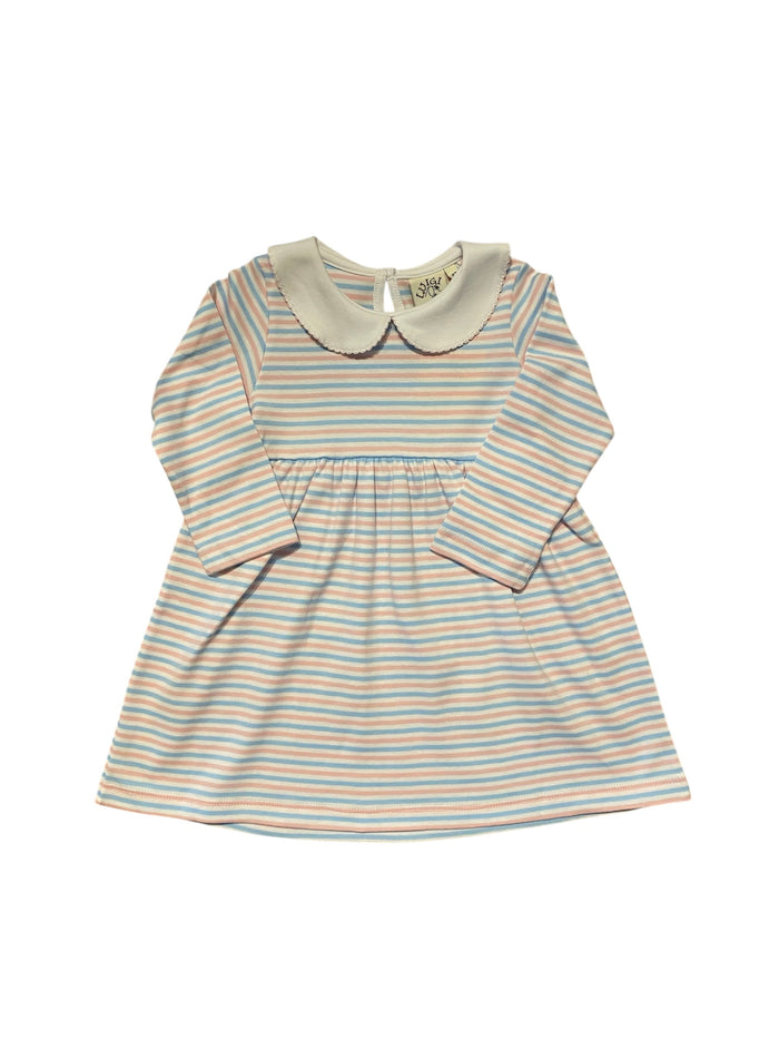 LUIGI BLUE WHITE & LIGHT PINK DRESS