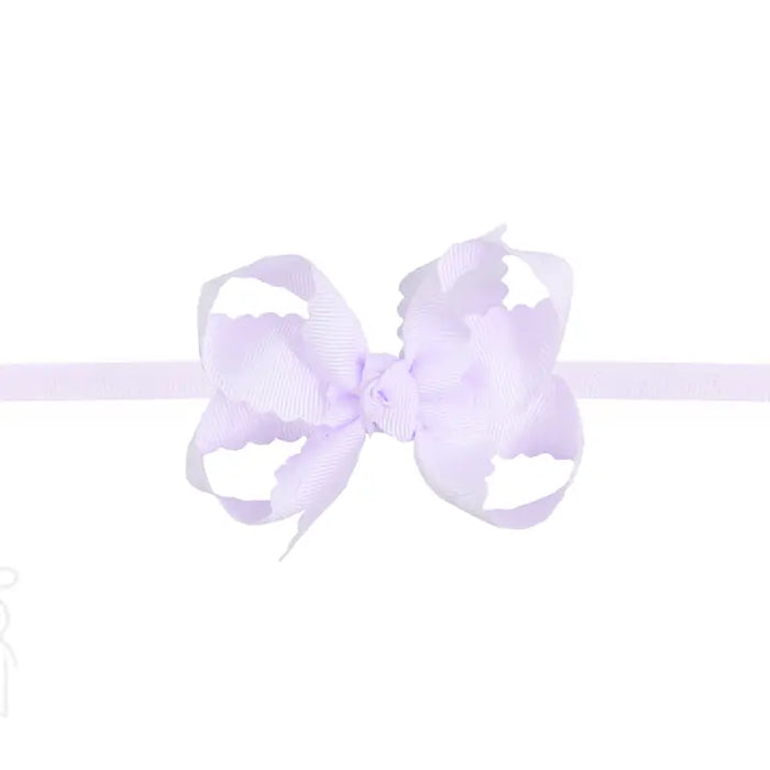 BEYOND CREATIONS  1/4" NYLON PANTYHOSE HEADBAND WITH SCALLOPED EDGE BOW ORCHID