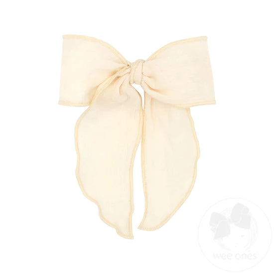WEE ONES WHIMSEY TAILS COTTON GAUZE FABRIC BOW ANW