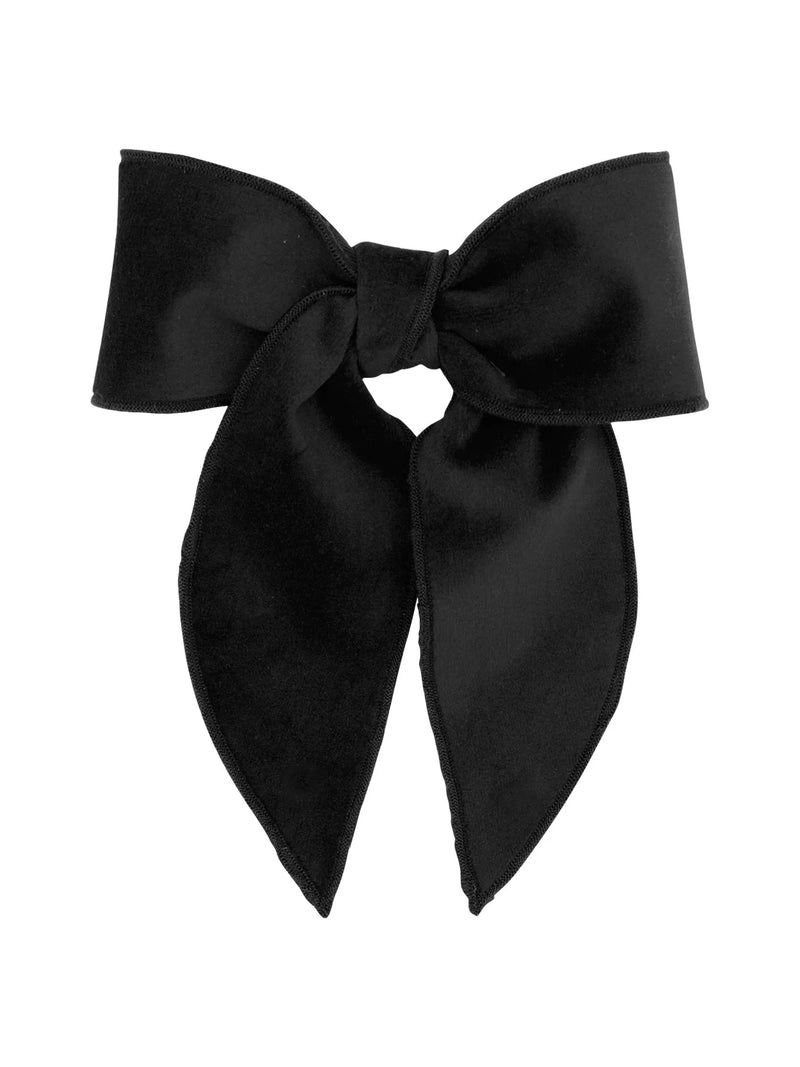 WEE ONES WHIMSEY TAILS VELVET FABRIC BOW BLK