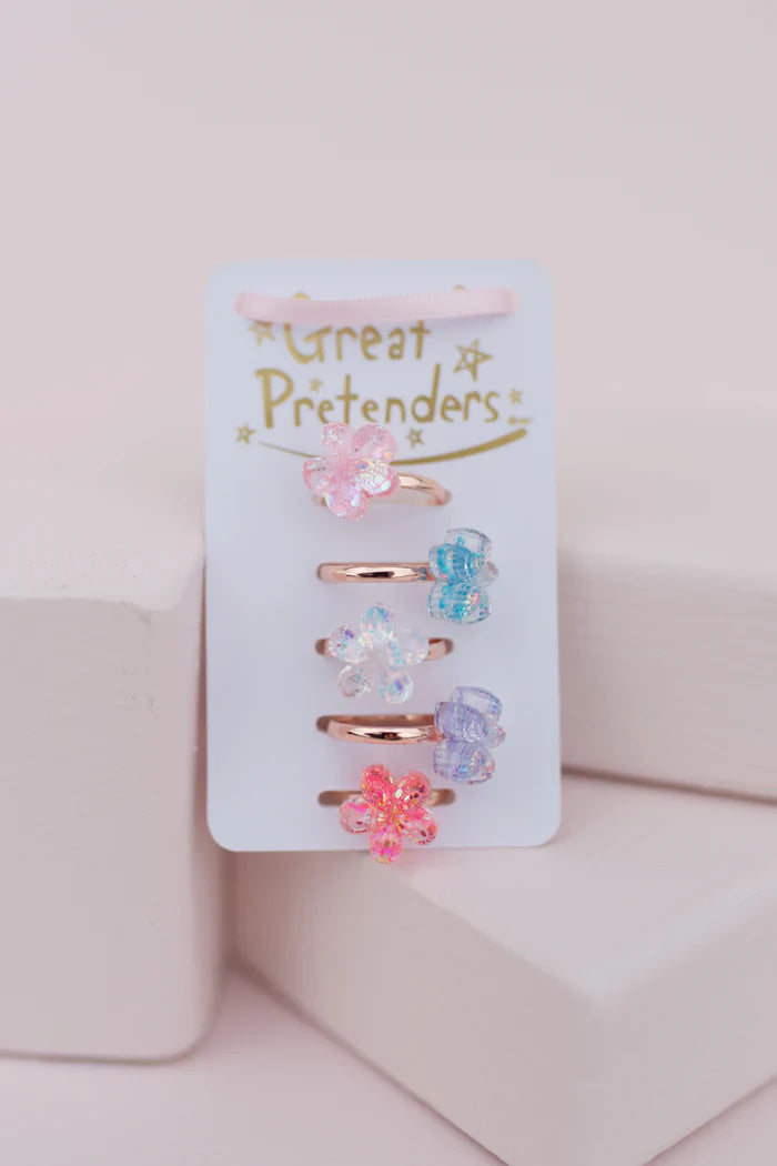GREAT PRETENDERS BOUTIQUE SHIMMER FLOWER RINGS