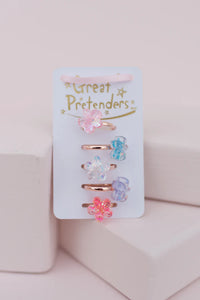GREAT PRETENDERS BOUTIQUE SHIMMER FLOWER RINGS