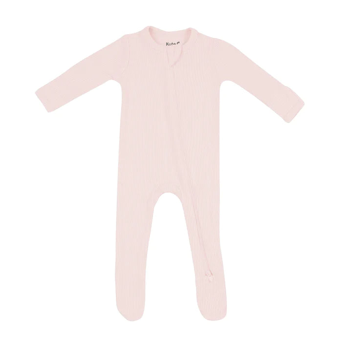 KYTE BABY RIBBED ZIPPERED FOOTIE BLUSH
