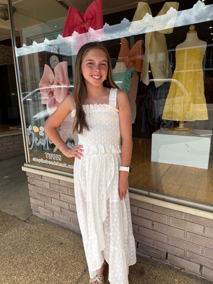 LITTLE OLIN WHITE SMOCKED TOP