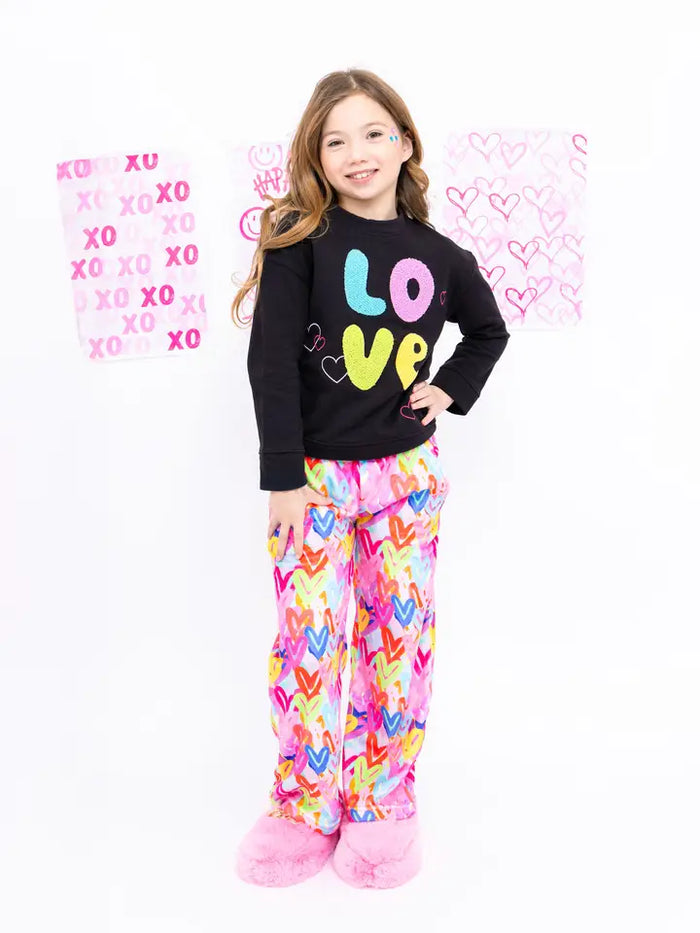 PREPPY GOOSE GRAFFITI HEARTS PLUSH PANT