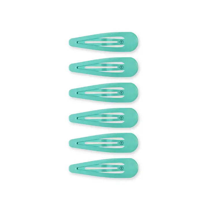 TELETIES SNAP CLIP TOTALLY TURQUOISE 6 COUNT