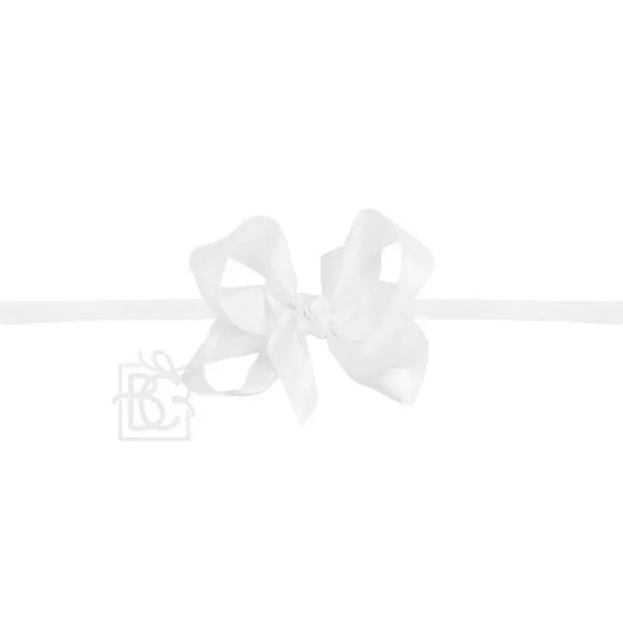 BEYOND CREATIONS  1/4" PANTYHOSE HEADBAND WITH SATIN BOW WHITE