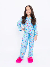 PREPPY GOOSE WATERCOLOR HEARTS LONG SLEEVE JERSEY PAJAMA SET