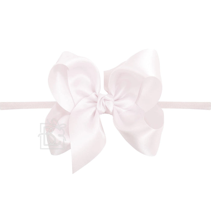 BEYOND CREATIONS  1/4" PANTYHOSE HEADBAND WITH SATIN BOW POWDER PINK