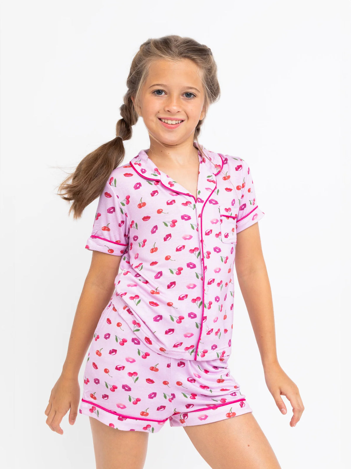 PREPPY GOOSE CHERRY AND LIPS PJ SET