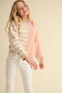 HEART AND ARROW TWEEN CREWNECK COLORBLOCK PULLOVER