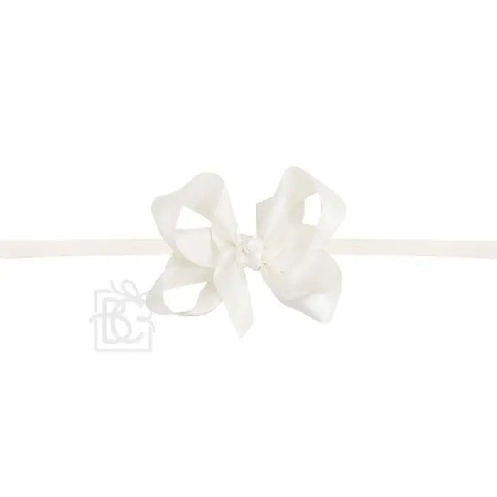 BEYOND CREATIONS  1/4" PANTYHOSE HEADBAND WITH SATIN BOW ANTIQUE WHITE