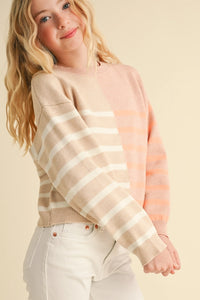HEART AND ARROW TWEEN CREWNECK COLORBLOCK PULLOVER