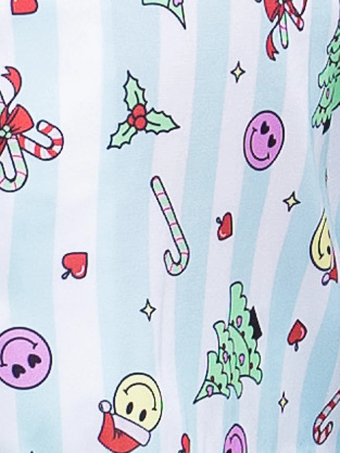 PREPPY GOOSE CHRISTMAS SMILEY LONG SLEEVE PAJAMA SET