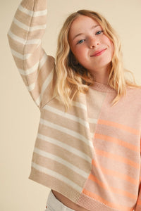 HEART AND ARROW TWEEN CREWNECK COLORBLOCK PULLOVER