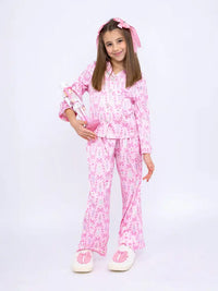 PREPPY GOOSE NUTCRACKER LS SATIN PAJAMA SET
