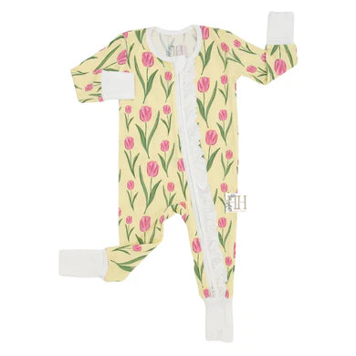 HAMNER HILL TULIPS DOUBLE ZIPPER ROMPER – Bead Shack Kids