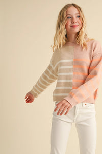 HEART AND ARROW TWEEN CREWNECK COLORBLOCK PULLOVER