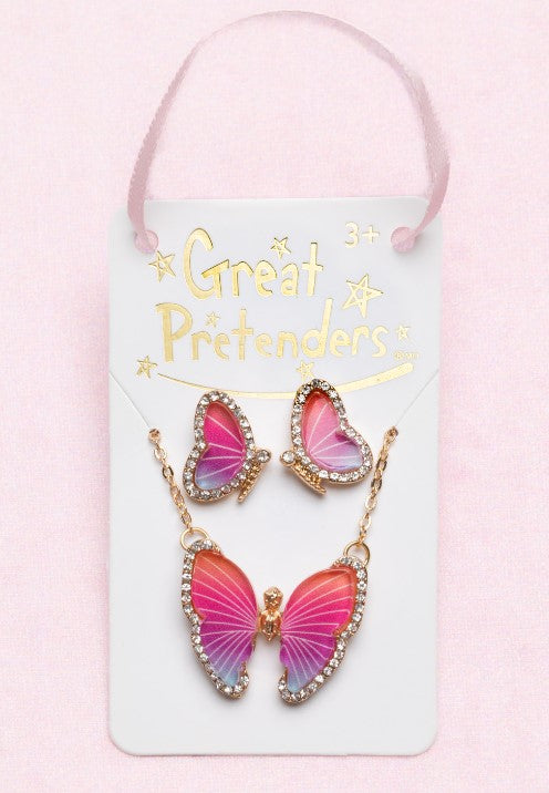 GREAT PRETENDERS BOUTIQUE BUTTERFLY NECKLACE & EARRING SET