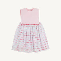 TBBC SLEEVELESS BRADY BUTTON-IN DOGWOOD DOT WITH PALM BEACH PINK