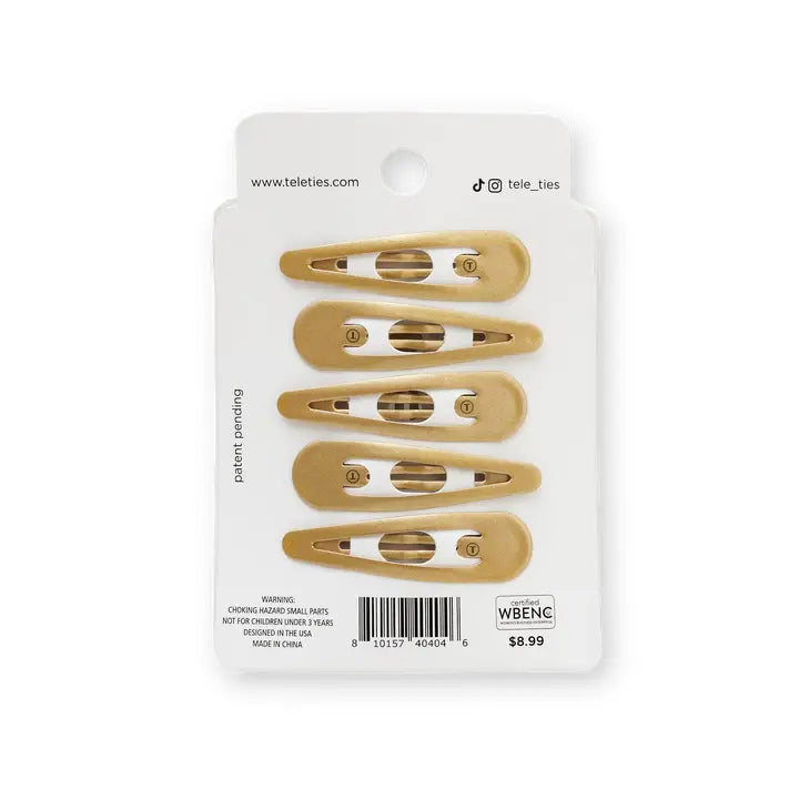TELETIES SNAP CLIP GOLD 6 COUNT