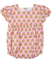 SMOCKINGBIRD PINK BLOCK PRINT BUBBLE WITH SILVER LUREX