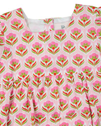 SMOCKINGBIRD PINK BLOCK PRINT BUBBLE WITH SILVER LUREX