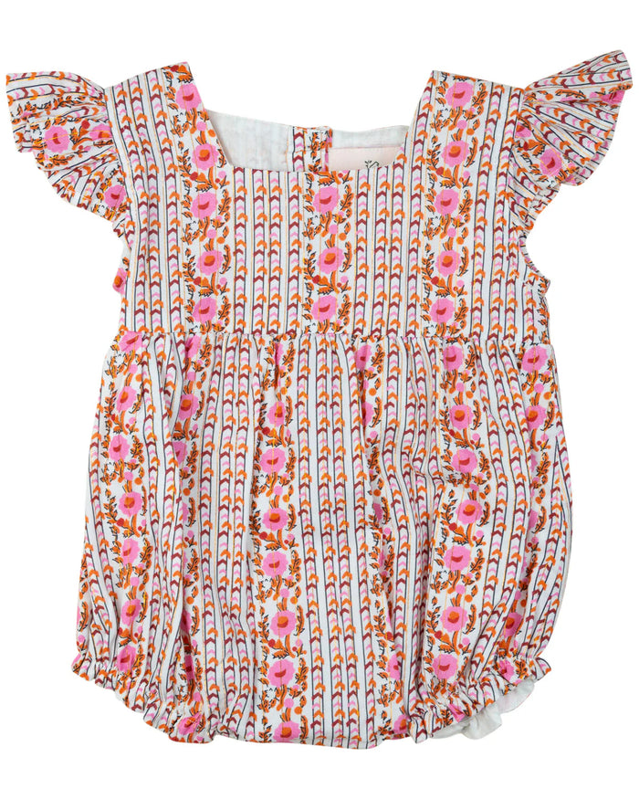 SMOCKINGBIRD PINK AND RED FLORAL BUBBLE WITH GOLD LUREX