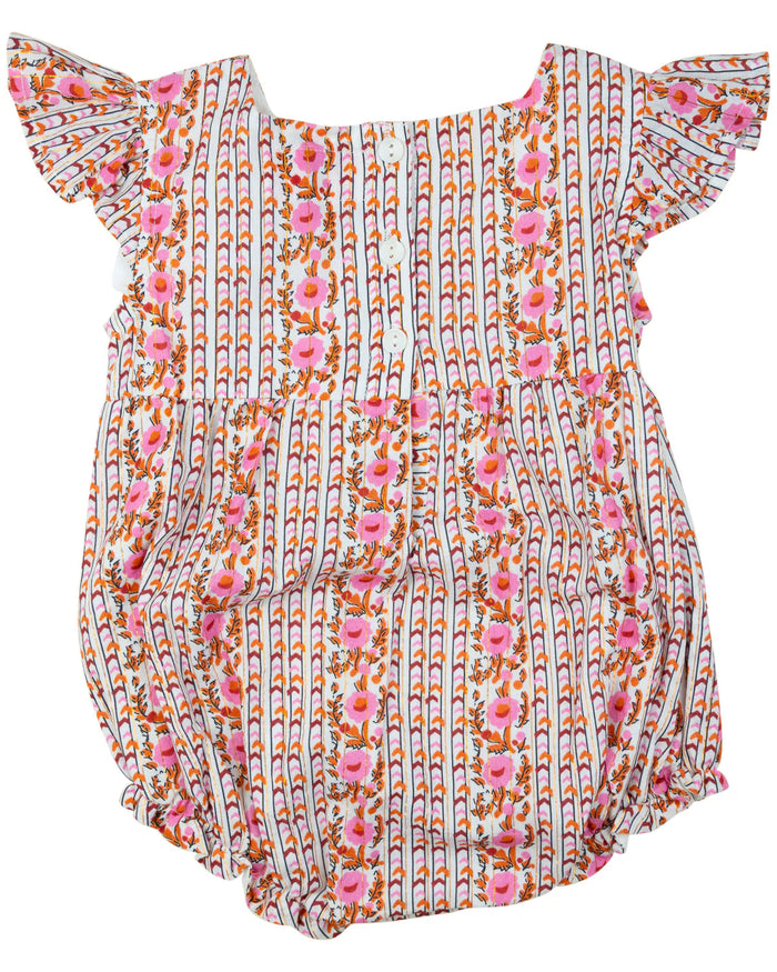 SMOCKINGBIRD PINK AND RED FLORAL BUBBLE WITH GOLD LUREX