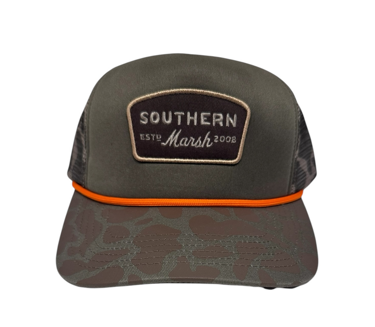 SOUTHERN MARSH YOUTH PINTAIL TRUCKER HAT RETRO CAMO LIGHT BROWN