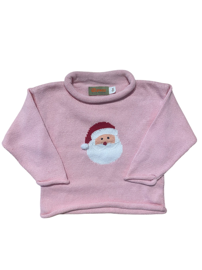 LUIGI SANTA FACE ROLL NECK SWEATER LIGHT PINK