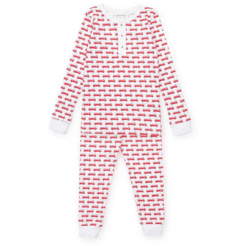 LILA AND HAYES JACK BOYS PAJAMA PANT SET FIRE TRUCK RED