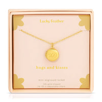 LUCKY FEATHER MINI ENGRAVED LOCKET XO