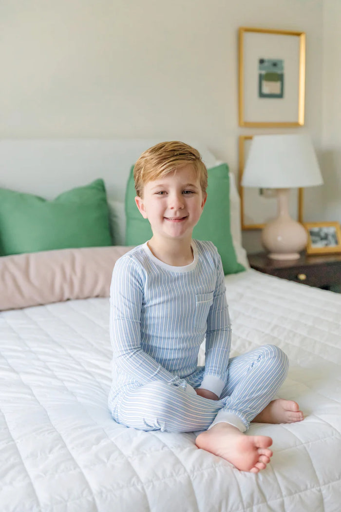 LILA AND HAYES BRADFORD BOYS PIMA COTTON PAJAMA PANT SET CLASSIC STRIPE