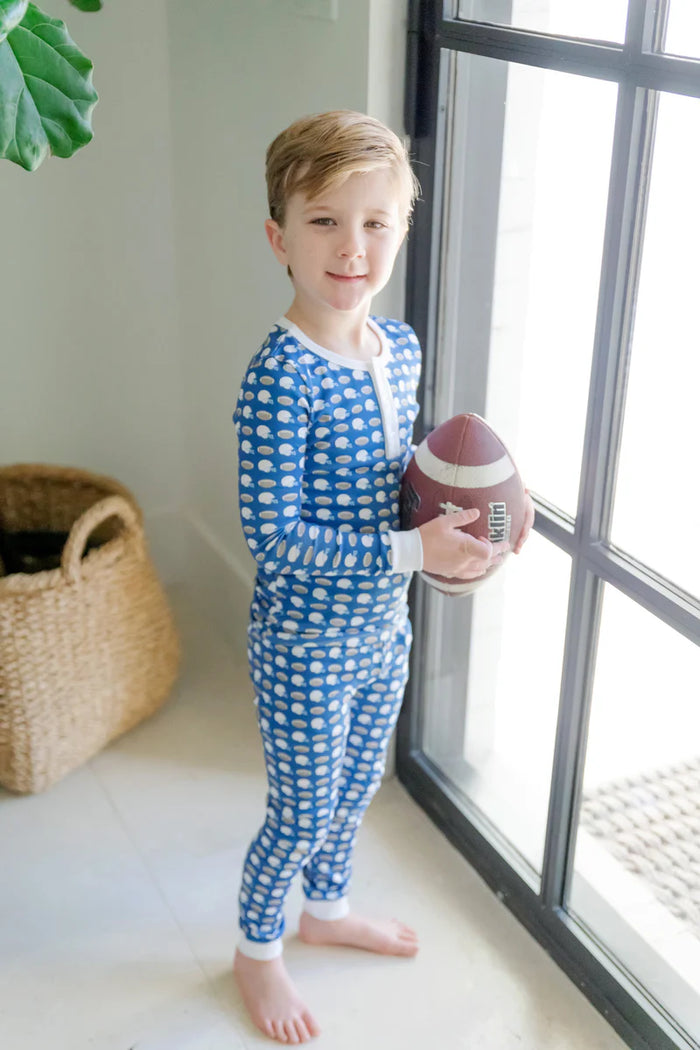 LILA AND HAYES JACK BOYS PAJAMA PANT SET FIRST DOWN FOOTBALL