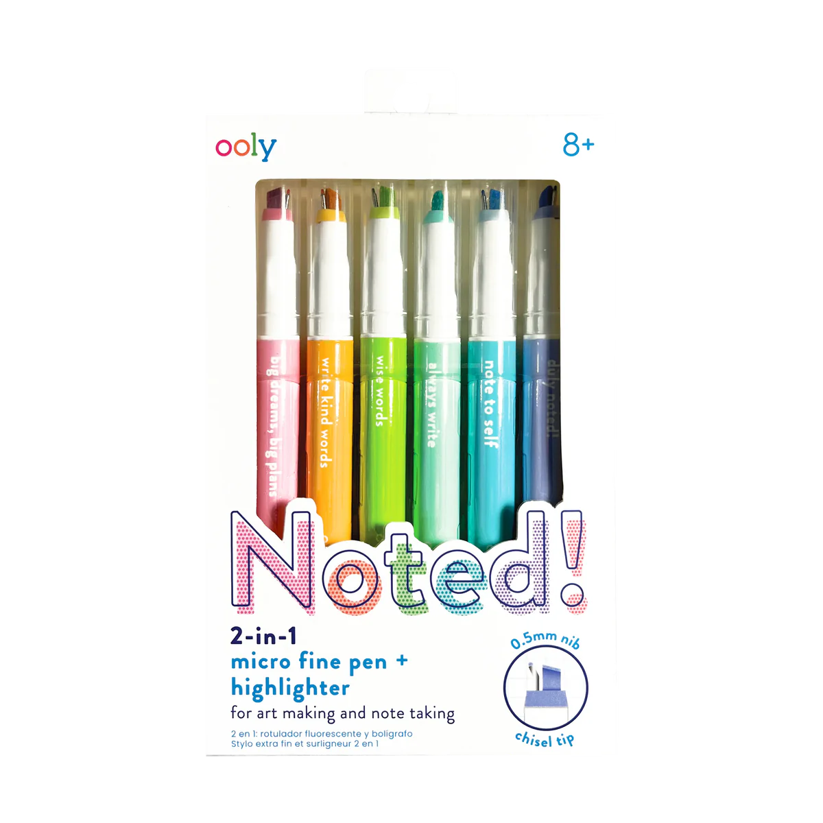 OOLY NOTED! 2 IN1 MICRO FINE TIP PEN + HIGHLIGHTER