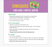 MEMORY MATCH GAME DINOSAUR