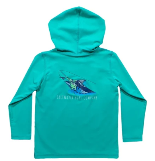 SALTWATER BOYS STRIPED MARLIN PERFORMANCE HOODIE