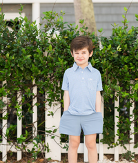 SALTWATER BOYS INSHORE SS PERFORMANCE POLOPARISIAN BLUE STRIPE