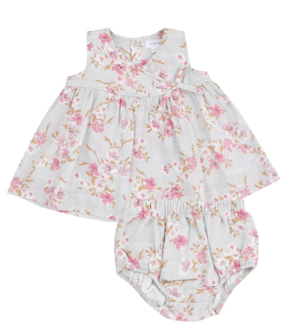 ANGEL DEAR PINK PHLOX FLORAL KIMONO DRESS & BLOOMER SET