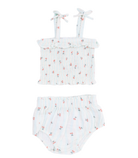 ANGEL DEAR CHERRY STRIPE SMOCKED RUFFLE SET