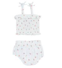 ANGEL DEAR CHERRY STRIPE SMOCKED RUFFLE SET