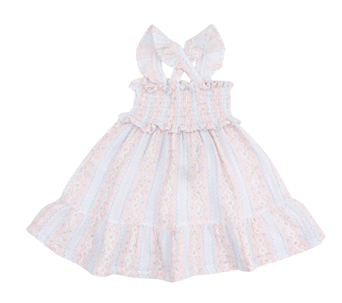 ANGEL DEAR OGEE FLORAL SMOCKED RUFFLE SUNDRESS