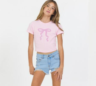 VINTAGE HAVANA PINK PUFF BOW TEE